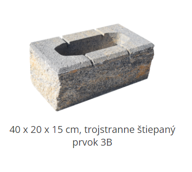 Casser DUO 40 x 20 x 15 cm, trojstranne štiepaný prvok 3B