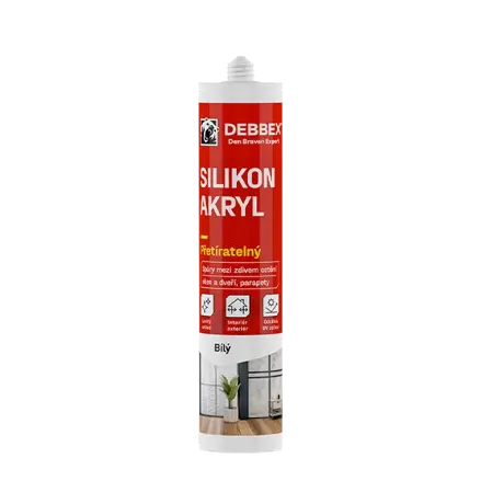 Silikón akrylový tmel 280 ml kartuša biela, po vytvrdení transparentná