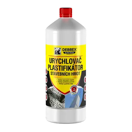 Urýchlovač a plastifikátor stavebných hmôt 1 l fľaša žltkastá
