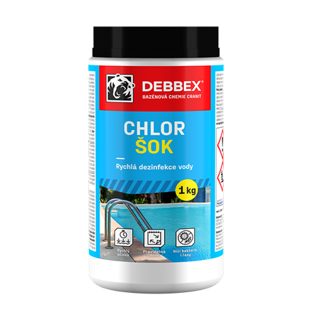 Cranit Chlor šok – rýchla dezinfekcia vody 1 kg dóza modrastá