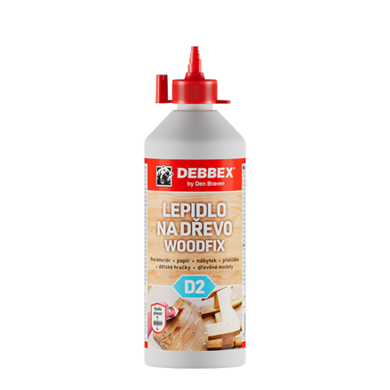 Lepidlo na drevo WOODFIX D2 500 g dóza biela, po vytvrdení transparentná