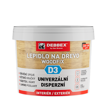 Lepidlo na drevo WOODFIX D3 5 kg vedro biela, po vytvrdení transparentná