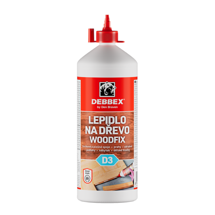 Lepidlo na drevo WOODFIX D3 750 g dóza biela, po vytvrdení transparentná