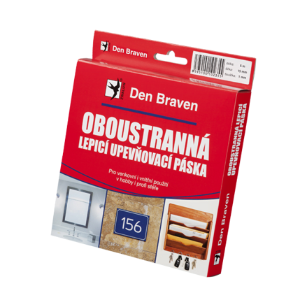 Obojstranne lepiaca upevňovacia páska v krabičke 25 × 2 mm, dĺžka 10 m biela