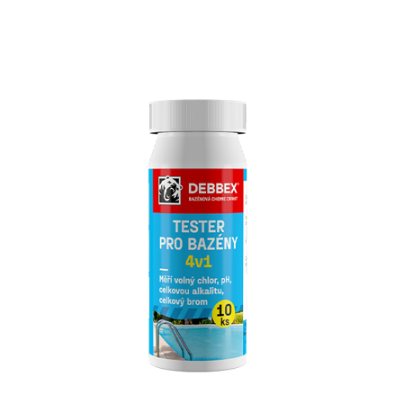 Cranit Tester pre bazény 4 v 1 10 ks testovacích prúžkov tuba v blistri modrastá
