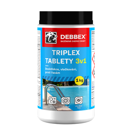 Cranit Triplex tablety – dezinfekcia, proti riasam, vločkovanie 2,4 kg vedro modrastá