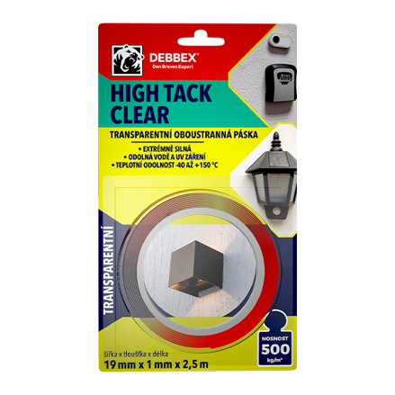 Obojstranná páska HIGH TACK CLEAR 19 mm x 1 mm, dĺžka 2,5 m transparentná