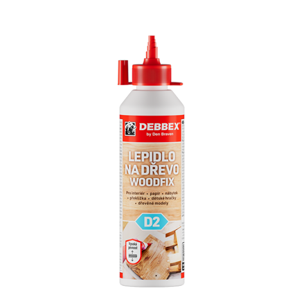 Lepidlo na drevo WOODFIX D2 250 g dóza biela, po vytvrdení transparentná