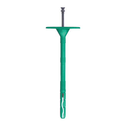Tanierová hmoždinka s plastovým tŕňom PN 10 natĺkacia – krátky rozpon Ø 10 mm, dĺžka 160 mm zelená